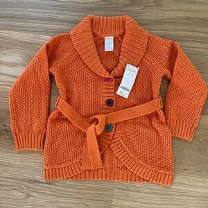 NWT Gymboree Tie Orange Knit Sweater, size 5-6.